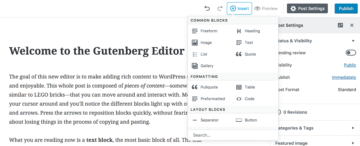 welcome to the Gutenberg editor